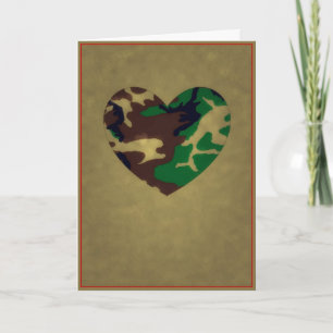 Woodland Camo  Valentine Hearts - Valentine's Day Holiday Card