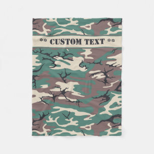 Woodland Camo w/ Custom Text Fleece Blanket
