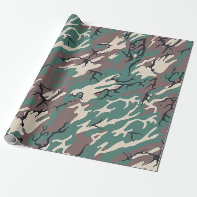 Woodland Camo Wrapping Paper (Unrolled)