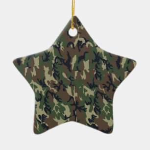 Woodland Camouflage Background Template Ceramic Ornament