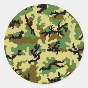 Woodland camouflage classic round sticker