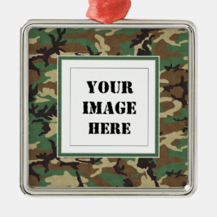Woodland Camouflage Custom Photo Ornament