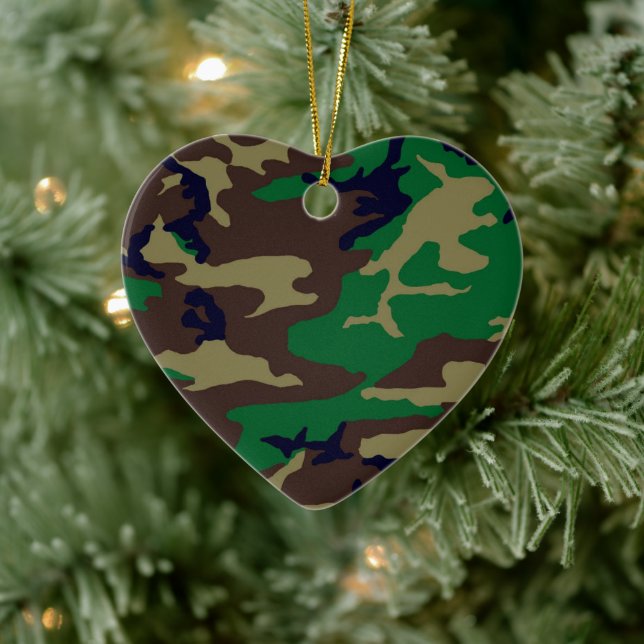 Woodland Camouflage Heart Ceramic Tree Decoration (Tree)