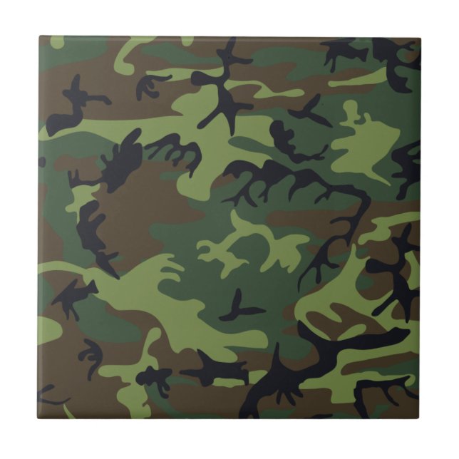 Woodland Camouflage II Ceramic Tile (Front)
