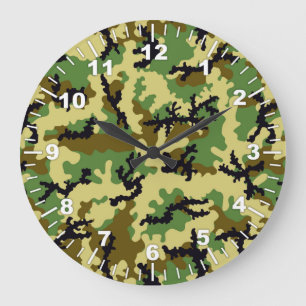 Woodland camouflage large clock