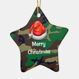 Woodland Camouflage Merry Christmas T-Shirt Ceramic Ornament