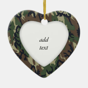Woodland Camouflage Military Background Ceramic Ornament