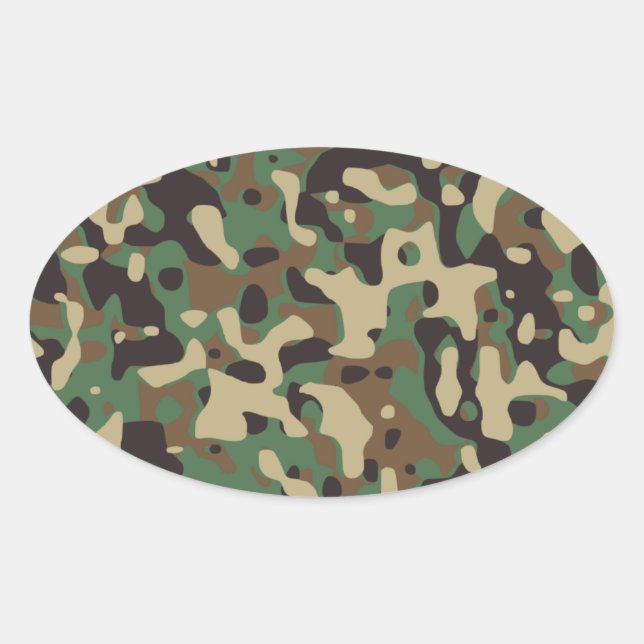 Woodland Camouflage Oval Sticker (Front)