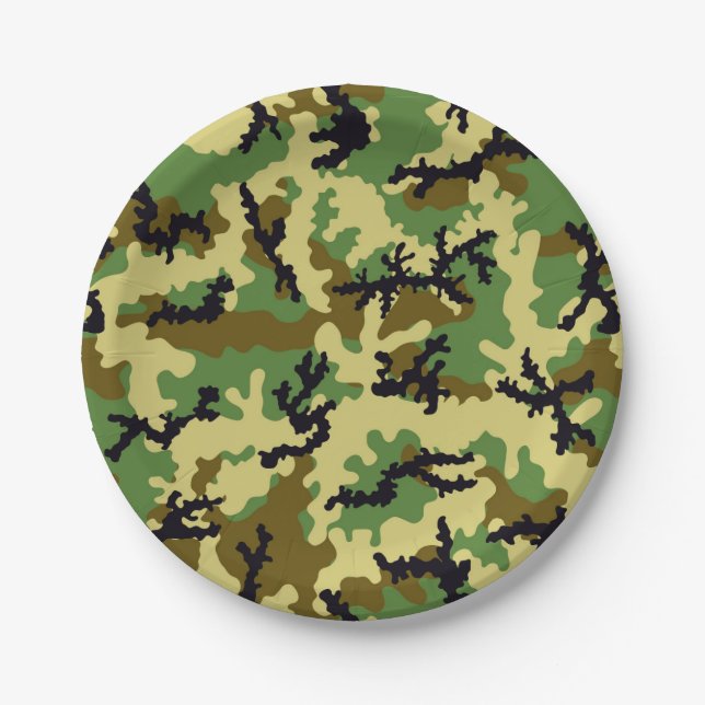 Woodland camouflage paper plate (Front)