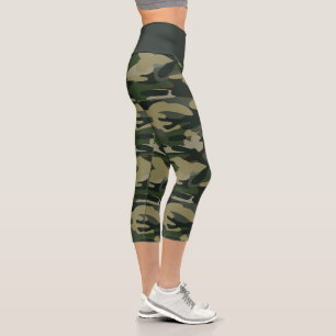 Woodland Camouflage Pattern Tactical Military Camo Capri Leggings