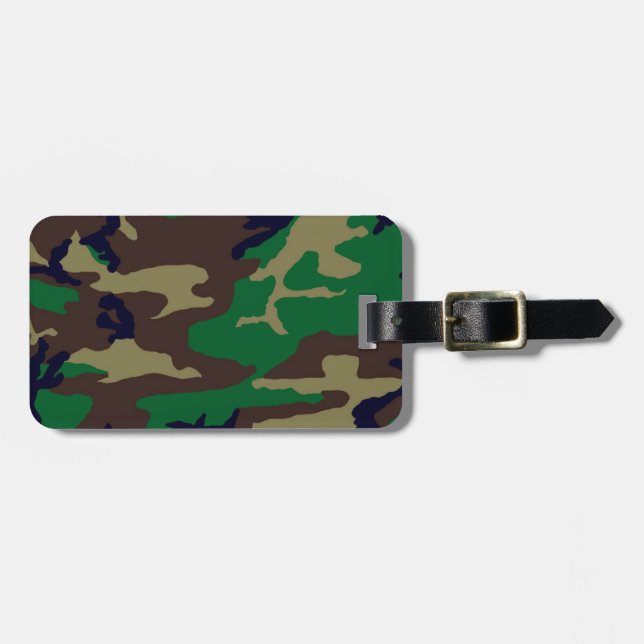 Woodland Camouflage Personalised Luggage Tag (Front Horizontal)