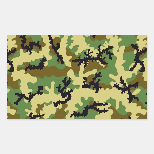 Woodland camouflage rectangular sticker (Front)