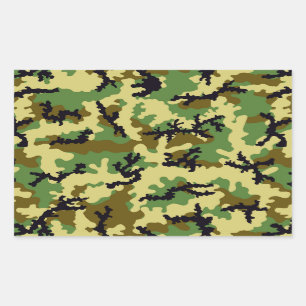 Woodland camouflage rectangular sticker