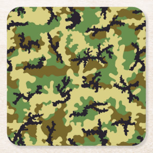Woodland camouflage square paper coaster