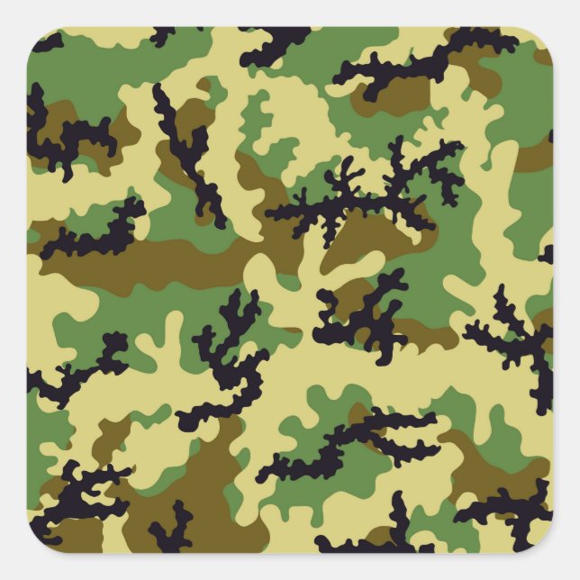 Woodland camouflage square sticker (Front)