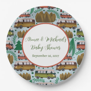 Woodland Camper Baby Boy Shower  Paper Plate