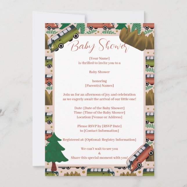 Woodland Camper Baby Girl Shower  Invitation (Front)