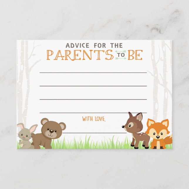  Woodland Camper Baby Shower Advice Cards (Front)