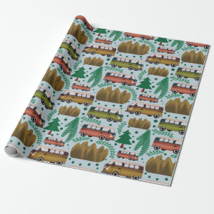 Woodland Camper Blue Wrapping Paper