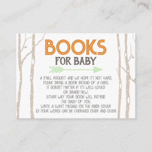 Woodland Camper Books For Baby Invitation Inserts (Front)