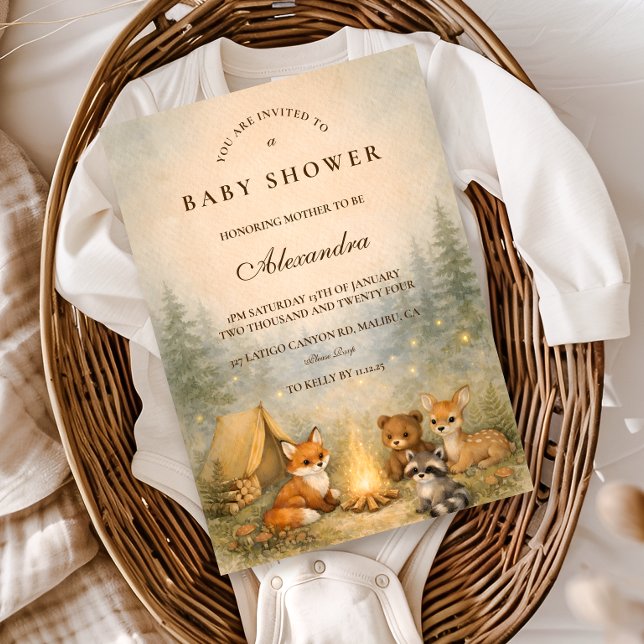 Woodland Campfire Baby Shower Invitation (Creator Uploaded)