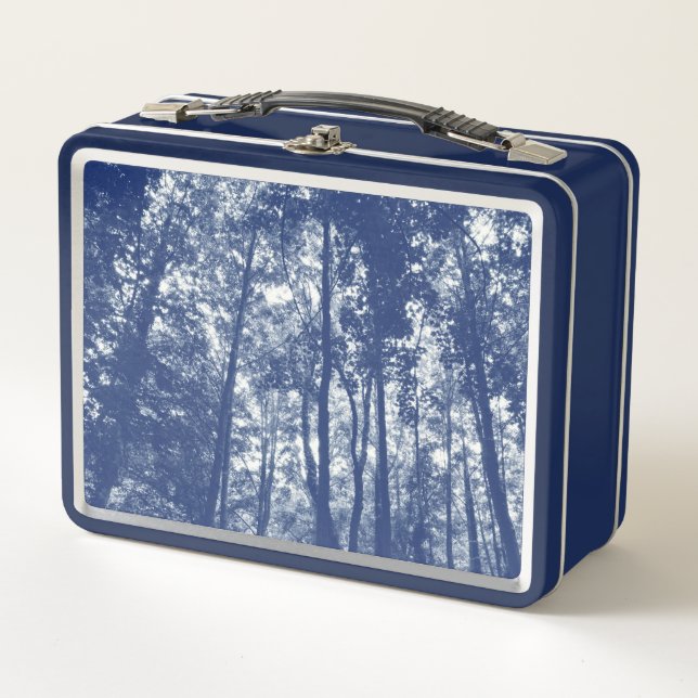 Woodland Canopy - Cyanotype Effect Metal Lunch Box (Front)