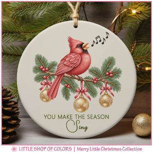 Woodland Cardinal Music Lover Personalised Ceramic Ornament