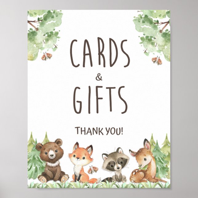 Woodland Cards & Gifts Shower or Birthday Sign (Front)