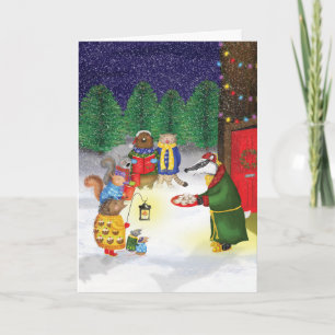 Woodland carol singers traditional Christmas card