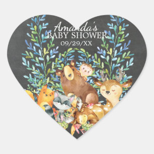 Woodland Chalkboard Baby Shower Favour Sticker