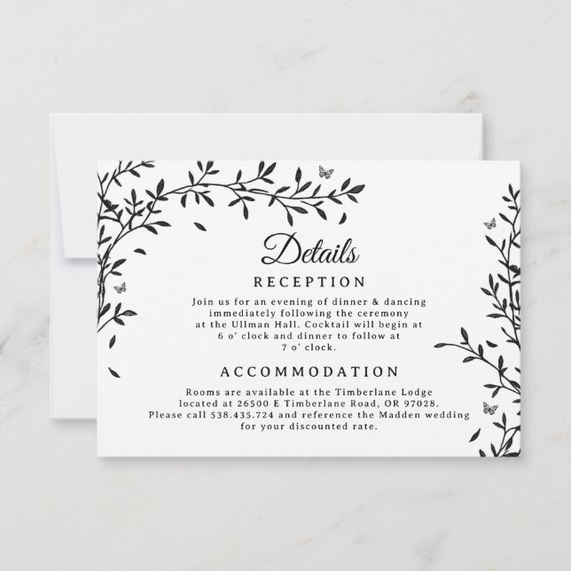 Woodland Charm Wedding Details Card  (Front)