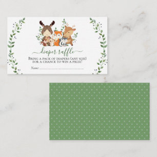 Woodland Chic Greenery Forest Animal Diaper Raffle Enclosure Card