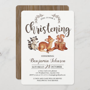 Woodland Christening Invitation