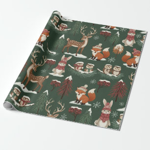 Woodland Christmas Animals Pattern –Cute Winter 10 Wrapping Paper