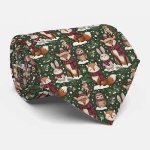 Woodland Christmas Animals Pattern – Cute Winter 2 Tie