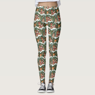 Woodland Christmas Animals Pattern – Cute Winter 7 Leggings