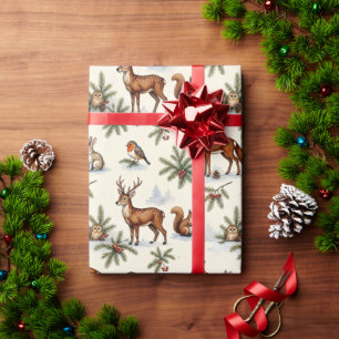 Woodland Christmas Animals Wrapping Paper