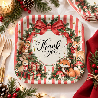 Woodland Christmas Birthday Winter ONEderland Paper Plate
