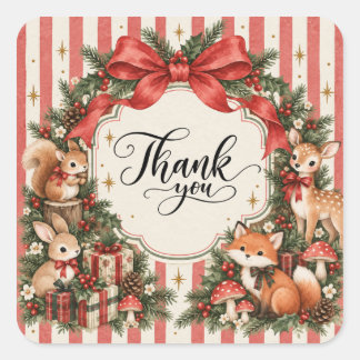 Woodland Christmas Birthday Winter ONEderland Square Sticker
