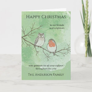 Woodland Christmas Card for Neighbours and Friends