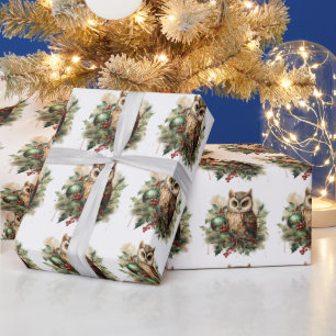 Woodland Christmas Owl  Wrapping Paper