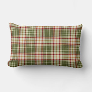 Woodland Christmas Plaid Pattern Lumbar Cushion