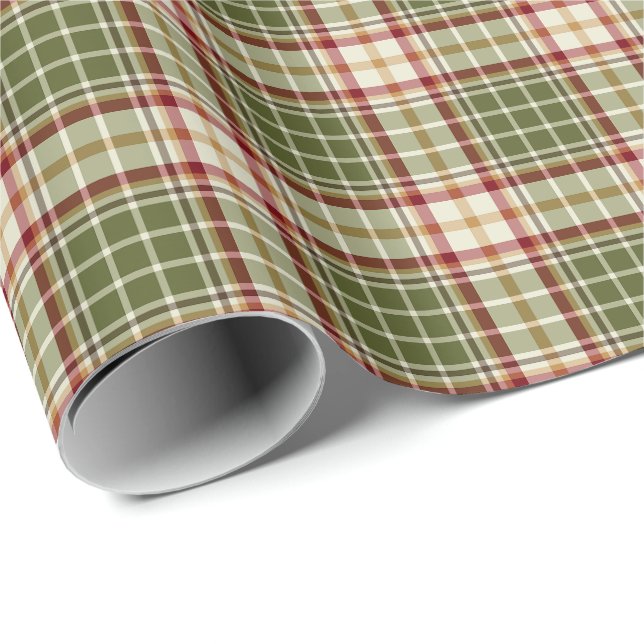 Woodland Christmas Plaid Pattern Wrapping Paper (Roll Corner)