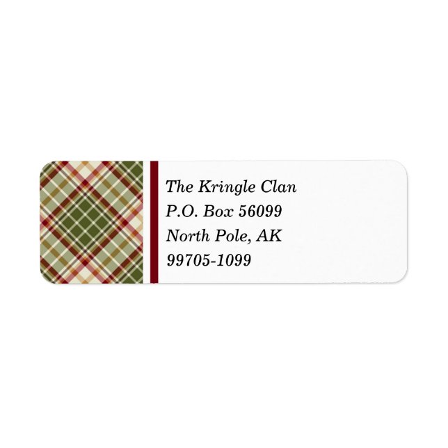 Woodland Christmas Plaid Return Address Label (Front)
