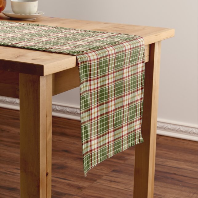 Woodland Christmas Plaid Short Table Runner (In Situ)