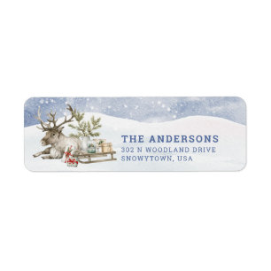 Woodland Christmas Reinddeer   return address  Label