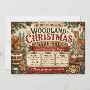 Woodland Christmas Rustic Holiday Bake Sale Invitation