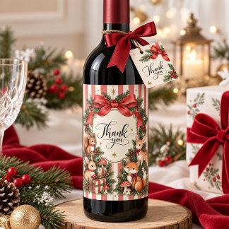 Woodland Christmas Thank You Winter ONEderland Wine Label
