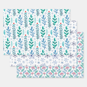 Woodland Christmas Winter Forest Berries Wrapping Paper Sheet