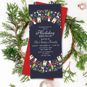 Woodland Christmas Wreath   Christmas Brunch Invitation